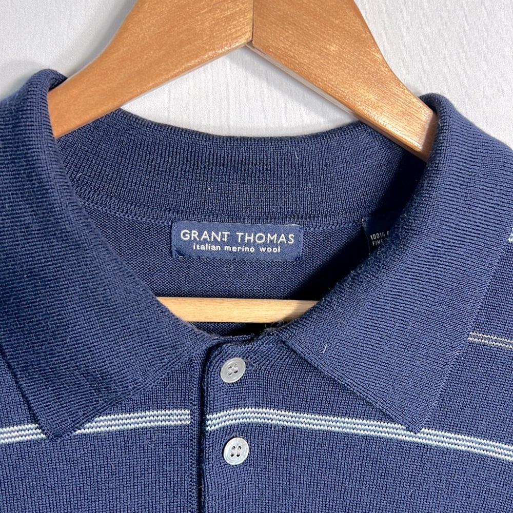 Grant Thomas Italian Merino Wool Polo Sweater size L - Picture 2 of 8
